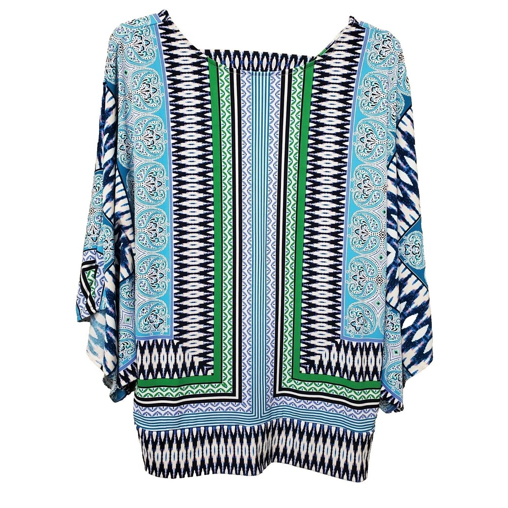 Chico's Crossroads Back-Detail Kimono Sleeve Stretchy Blouse Size 1 Medium